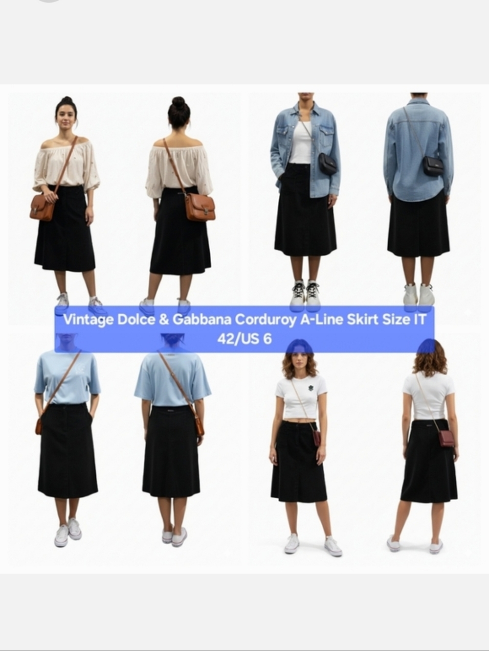 Vintage Dolce & Gabbana Corduroy A-Line Skirt Size IT 42/US 6